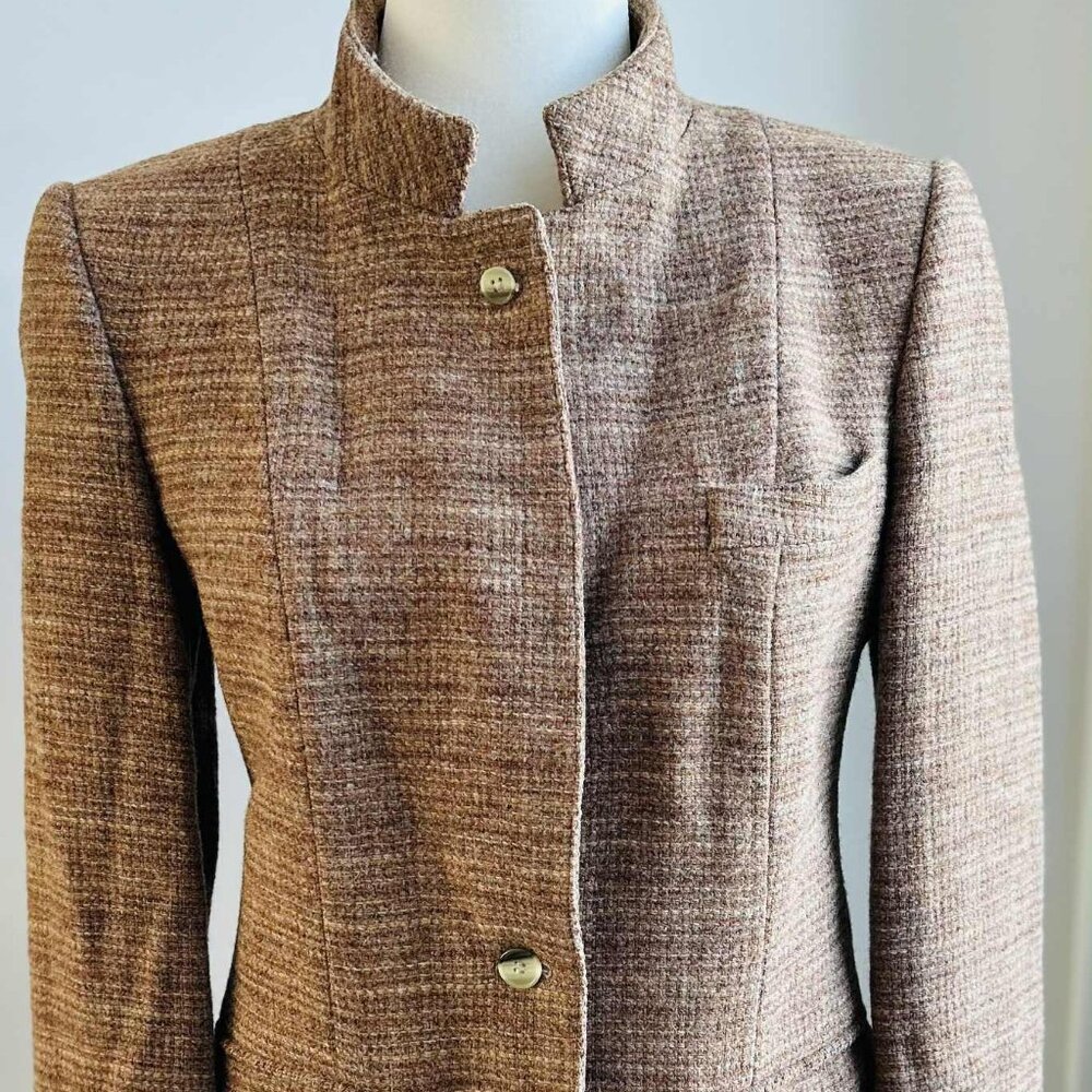 Vintage Harris Tweed Camel Wool Tailored Jacket by Marc D’Alcy Paris – US 10